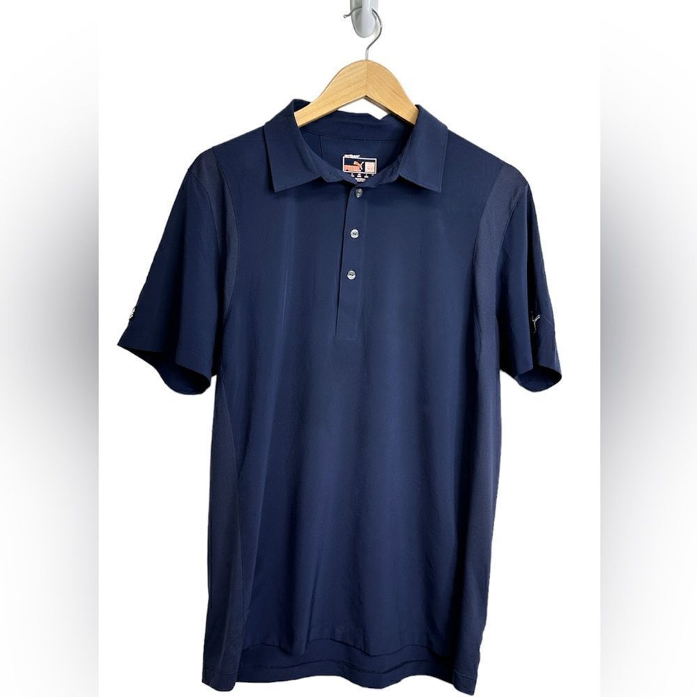 Puma GOLF Shirt Mens Navy Blue‎ Short Sleeve Polo Size Medium